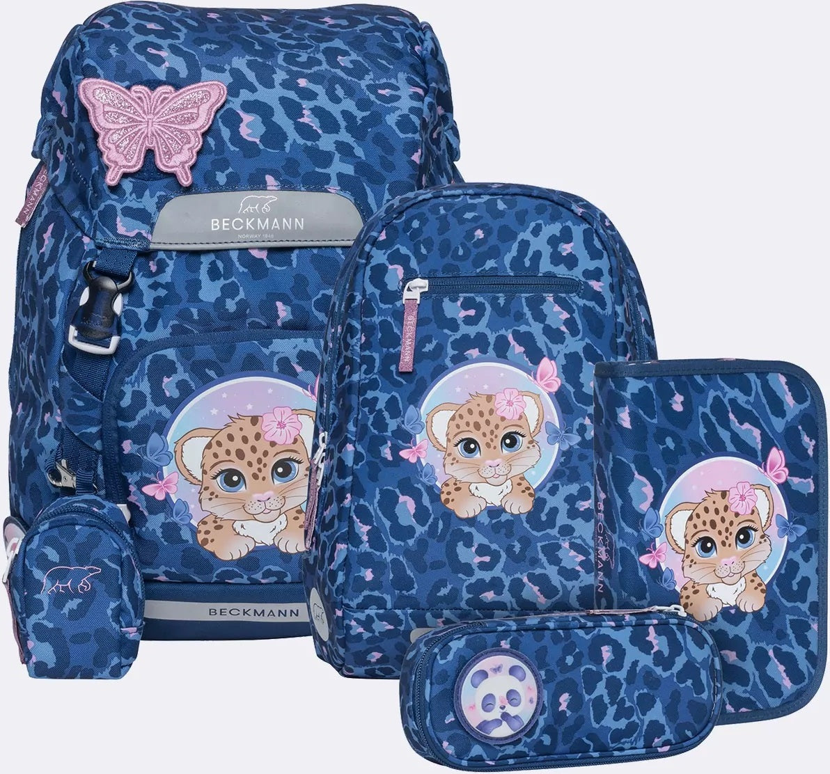 Beckmann Classic 22 Schulranzen-Set „Cheeta" 6-teilig – Blau