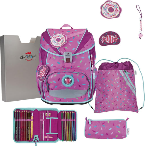 DerDieDas ErgoFlex Light Schulranzen-Set „Sweet Sprinkles" 5-teilig – Rosa