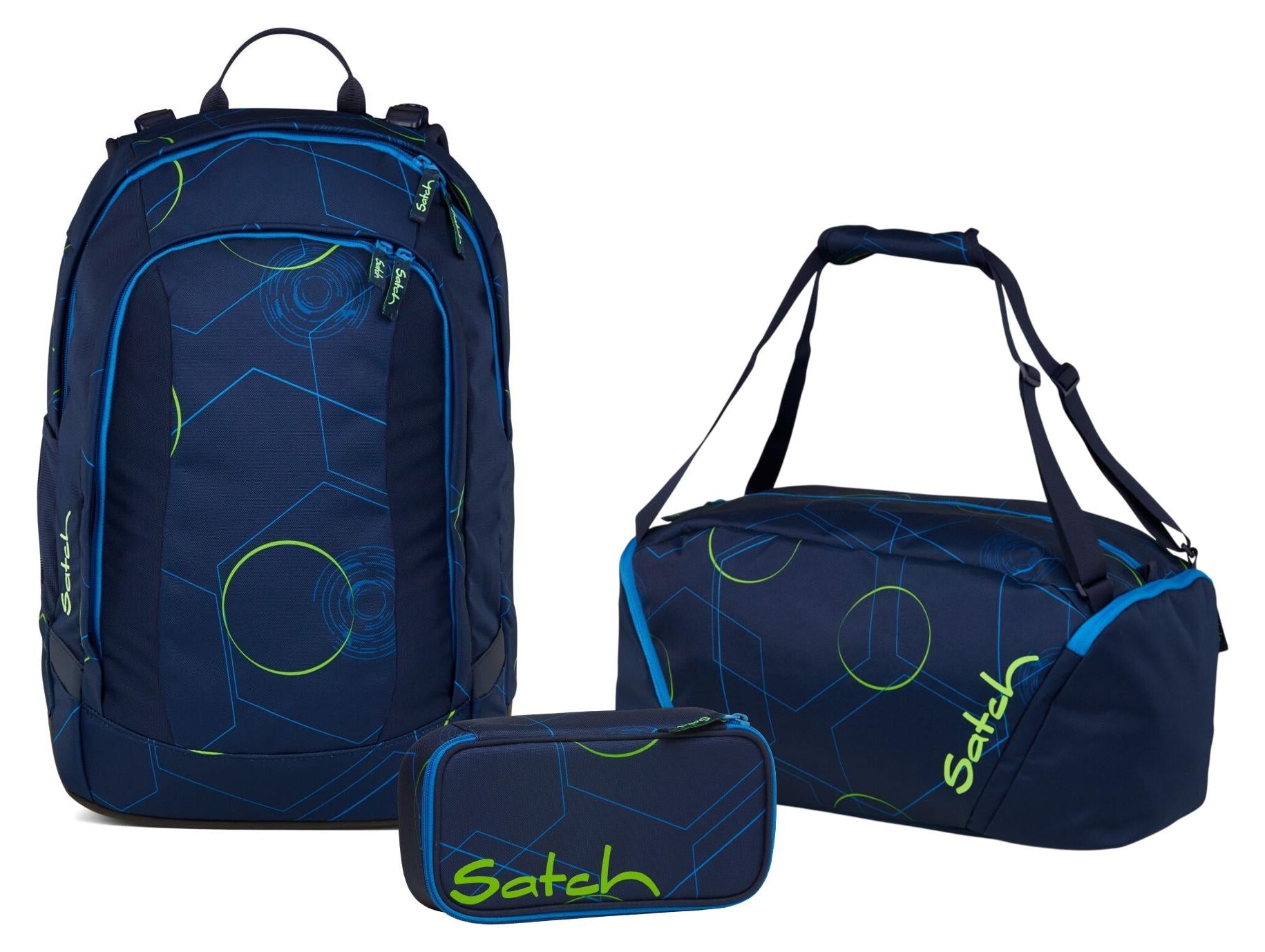 Satch Pack Schulrucksack-Set „Air Blue Tech" 3-teilig