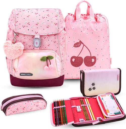 Belmil Comfy Plus Schulranzen-Set „Cherry Blossom" 4-teilig – Rosa