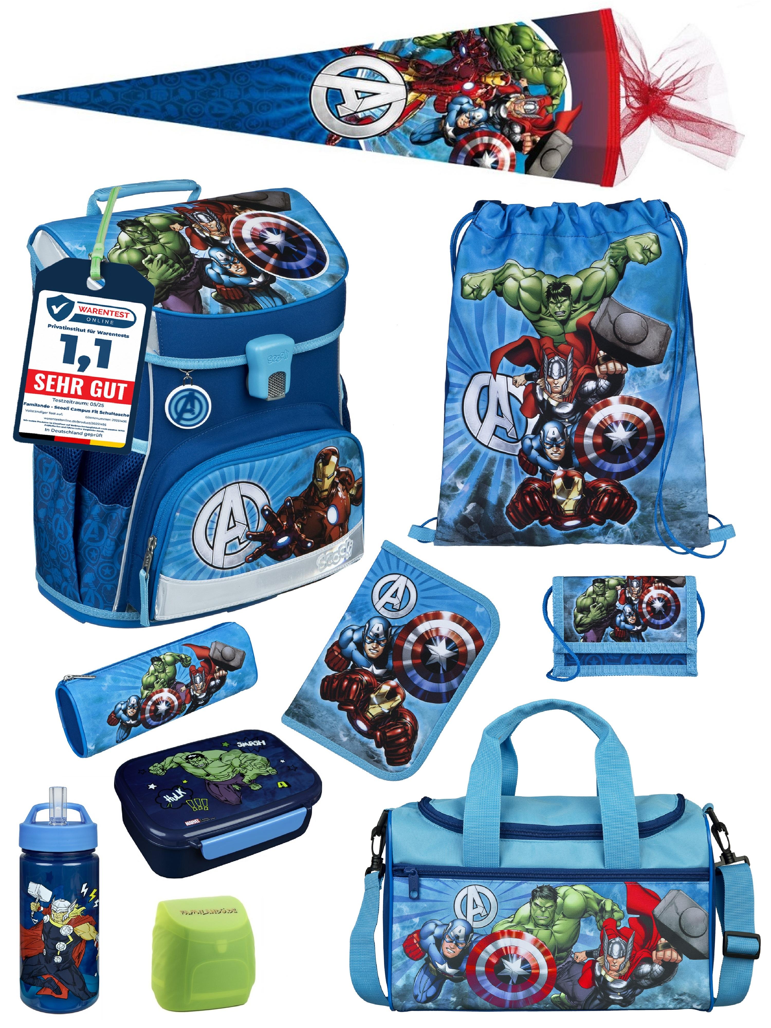 Scooli Schulranzen-Set Avengers 10-teilig – Blau