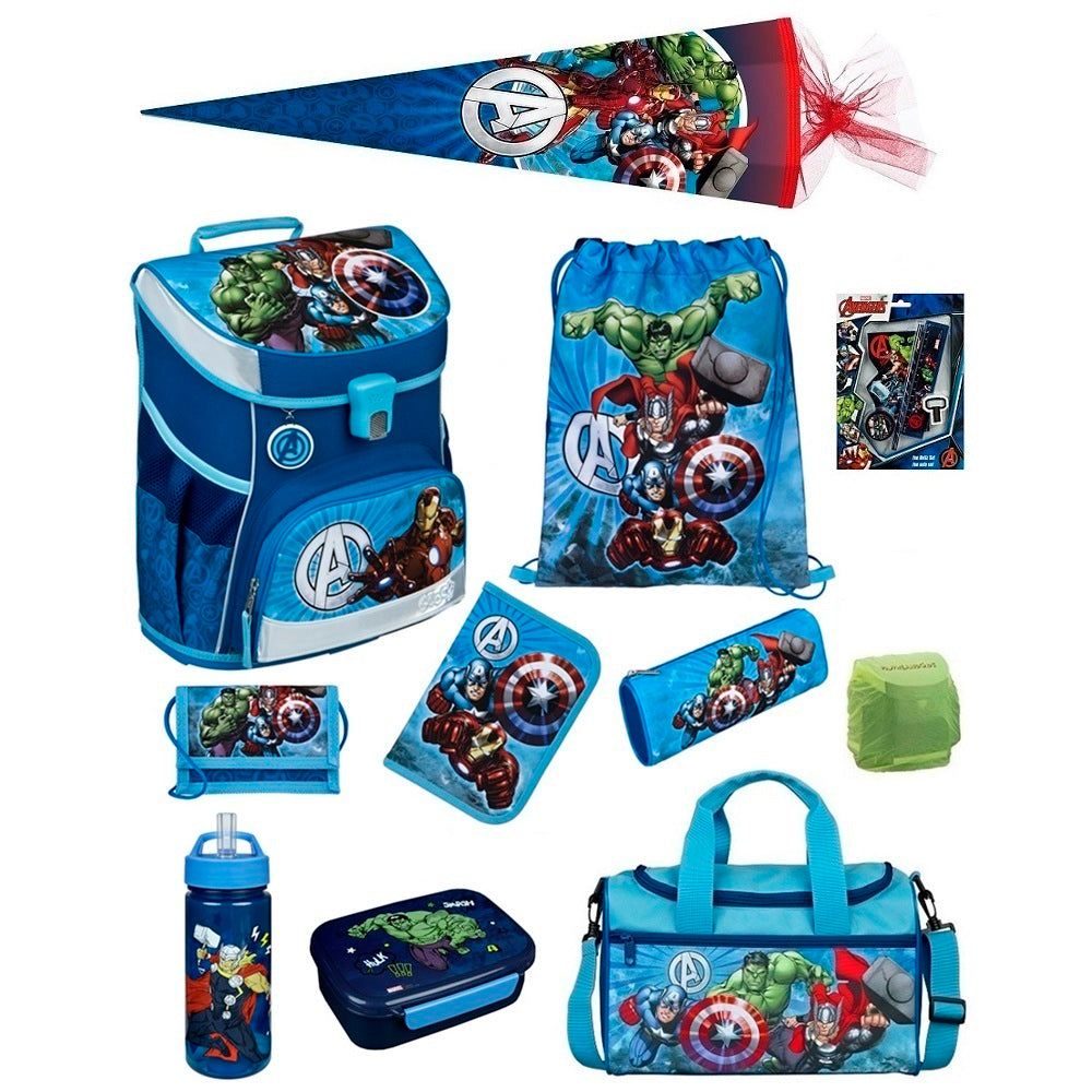 Scooli Campus Fit Avengers Schulranzen-Set 15-teilig – Blau