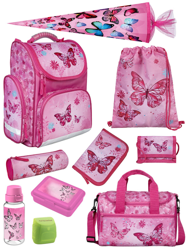Undercover Schulranzen-Set Schmetterlinge 10-teilig – Rosa