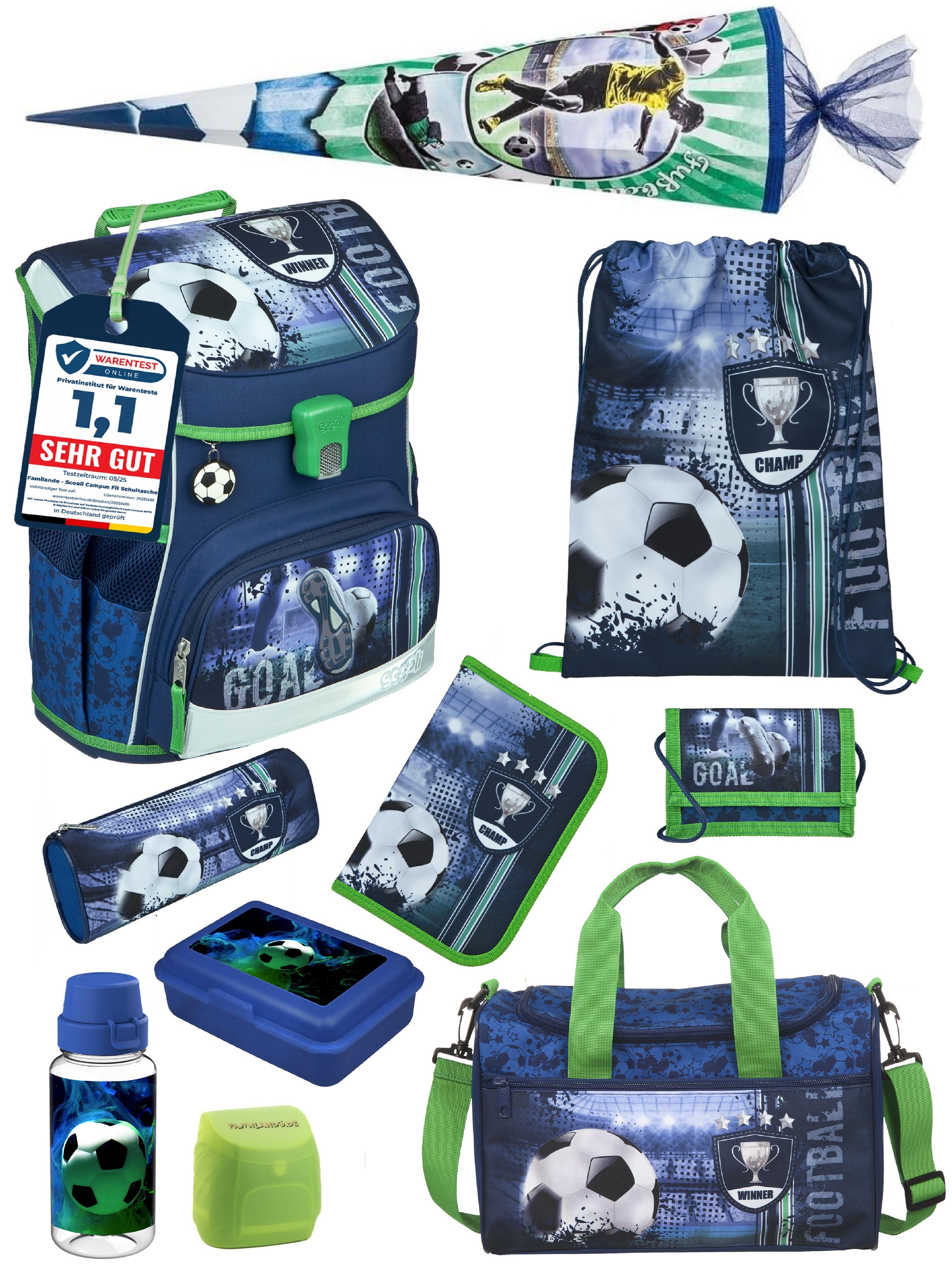 Scooli Schulranzen-Set 10-teilig Fußball-Motiv – Blau