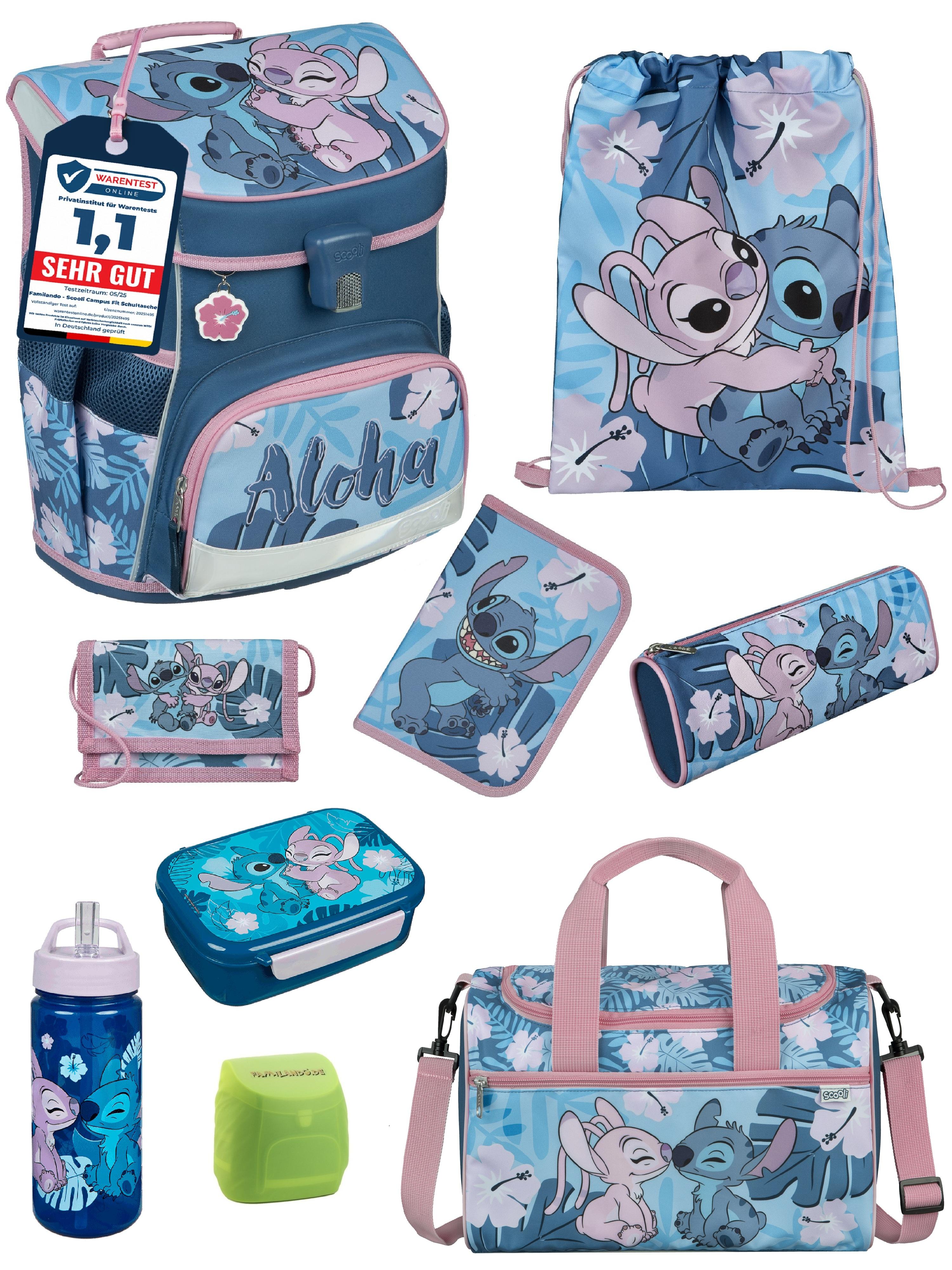 Disney Stitch Schulranzen-Set 9-teilig – Blau